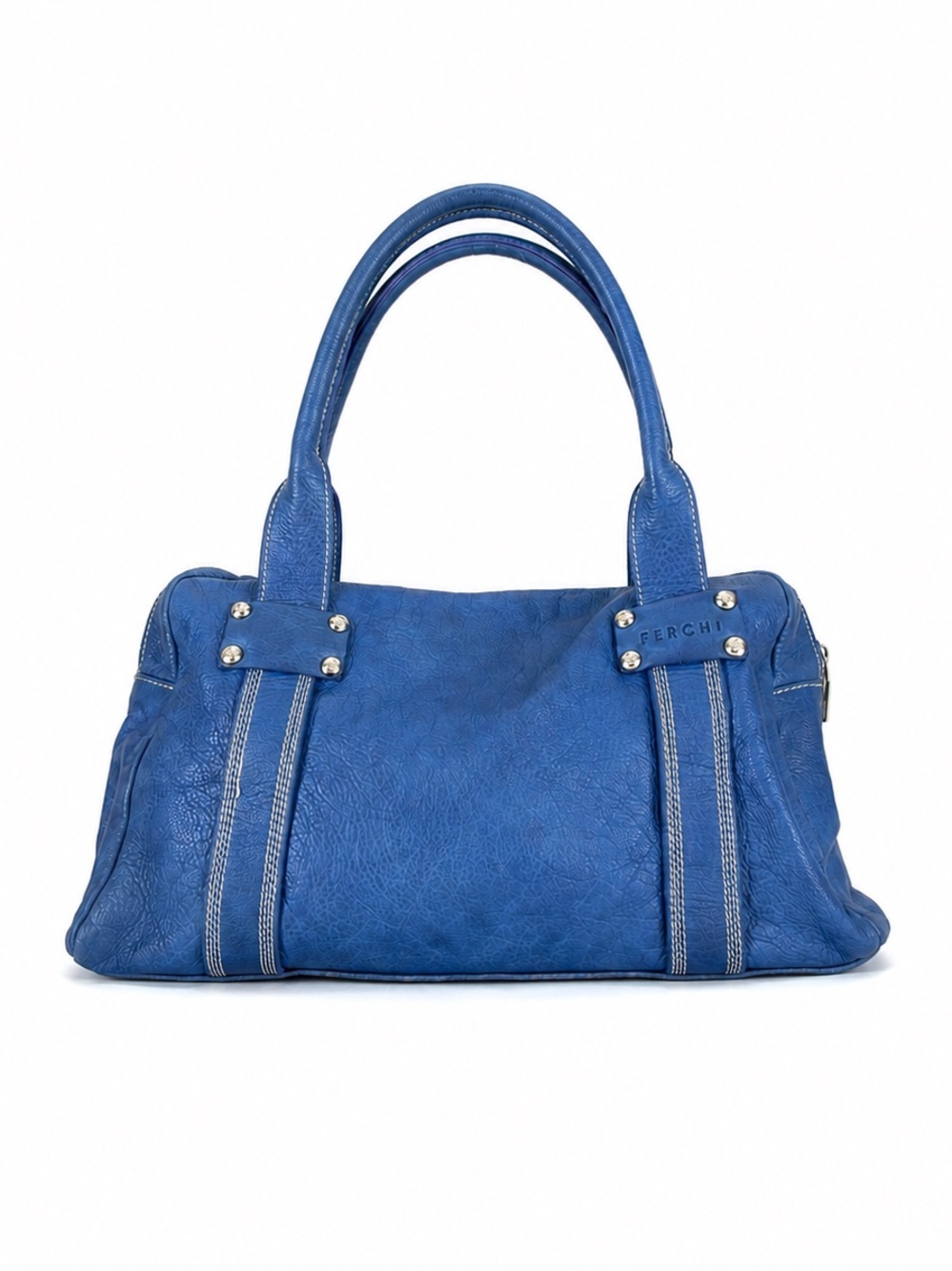FERCHI Blue Leather Shoulder Bag
